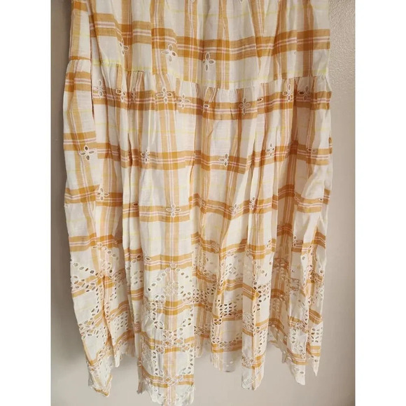 NWT Anthropologie Puff-Sleeve Eyelet Midi Dress Size SP Petites Yellow #9H414 - Picture 8 of 13